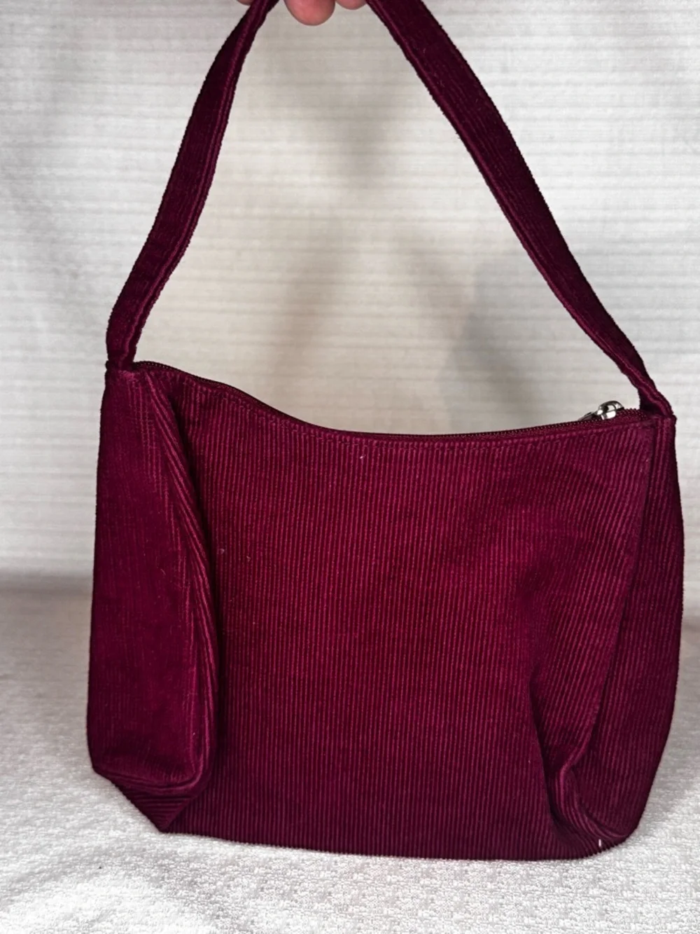 Lancôme Corduroy Cosmetic Bag Mini Purse Burgundy Velvet Makeup Bag 90s Y2K
